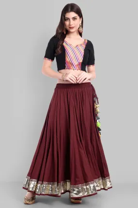 100 Kalis Maroon Skirt with Water Gota Border