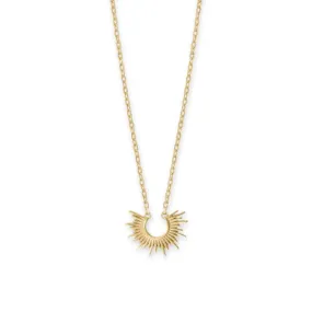 16"   2" 14 Karat Gold Plated Mini Sunburst Necklace