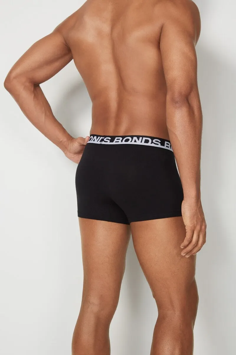 6 x Bonds Mens Everyday Trunks Underwear Black / Navy / Blue