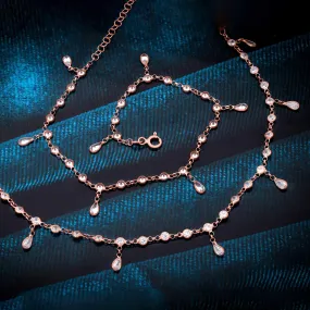 92.5 Rose Gold Polish Charm Anklet