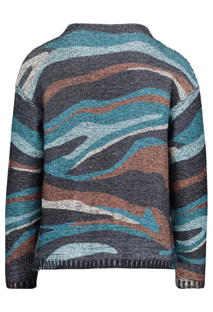 Abstract Stipe Print Knit Jumper