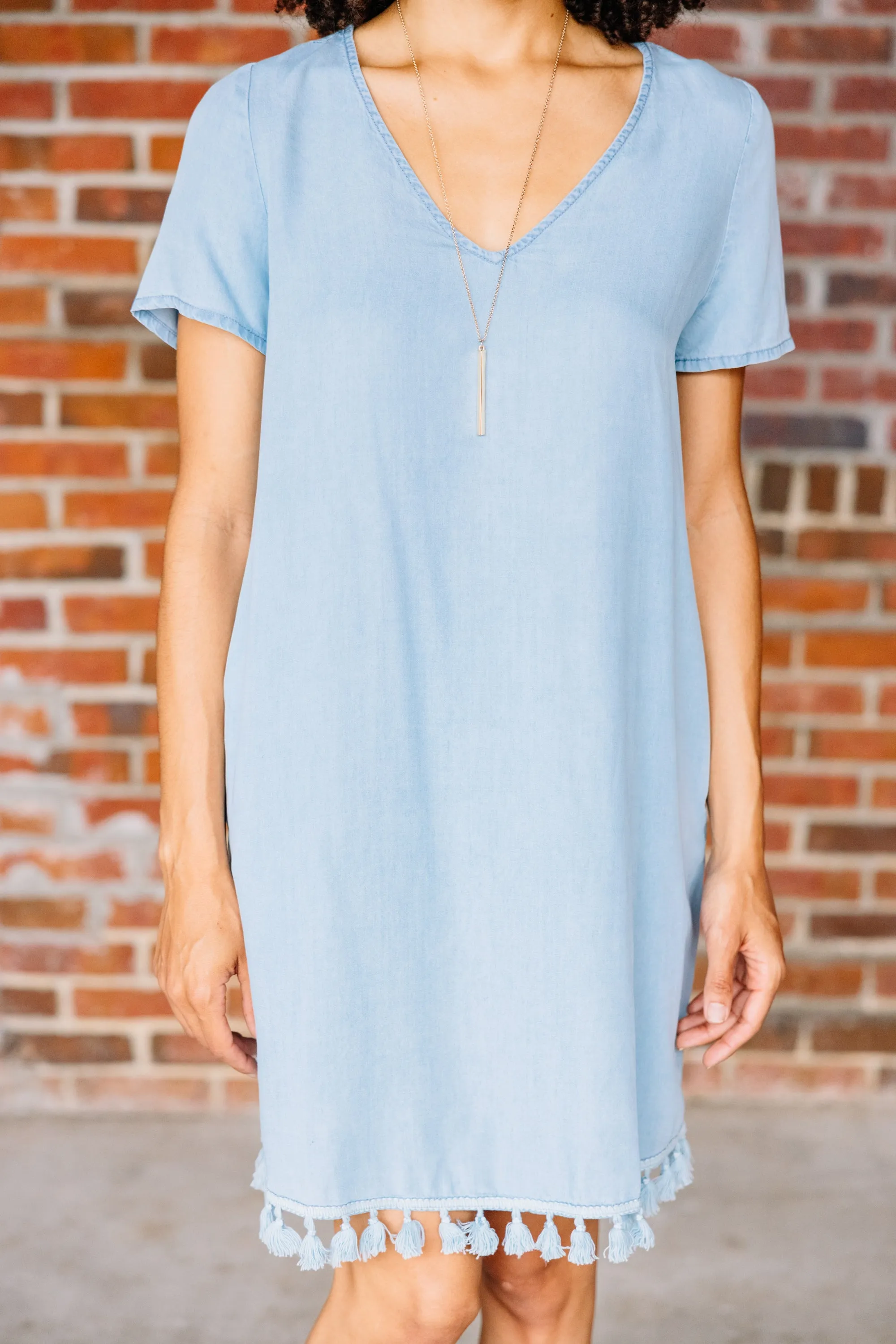 Always My Favorite Light Blue Chambray Dress