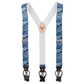 Ascentix Men's Paisley Skulls Convertible Clip End Suspenders