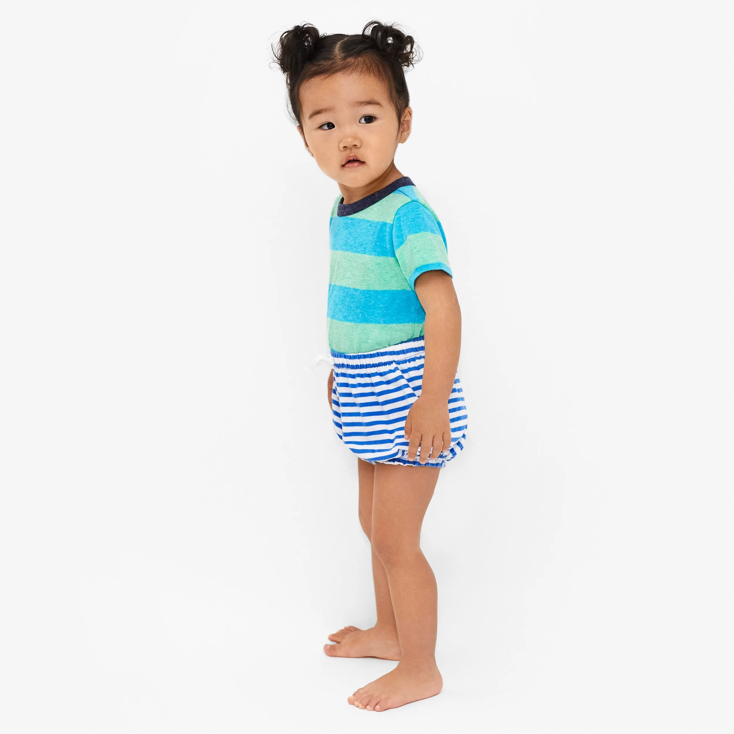 Baby bubble short in mini stripe