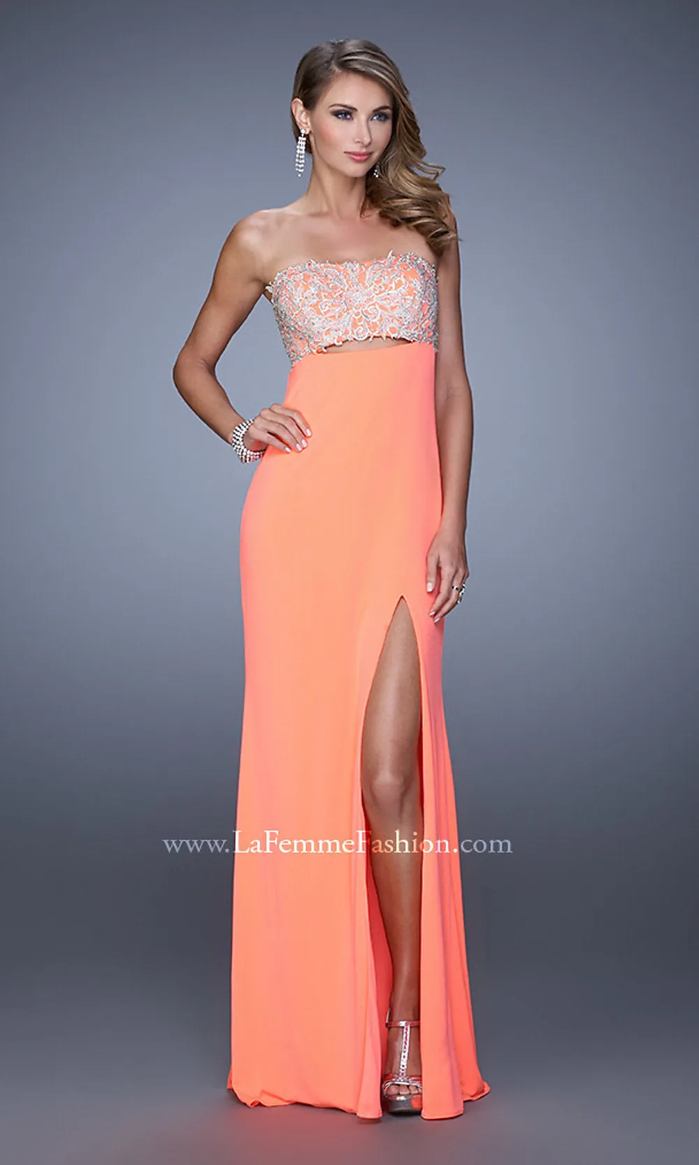 Backless Long Strapless Prom Dress by La Femme