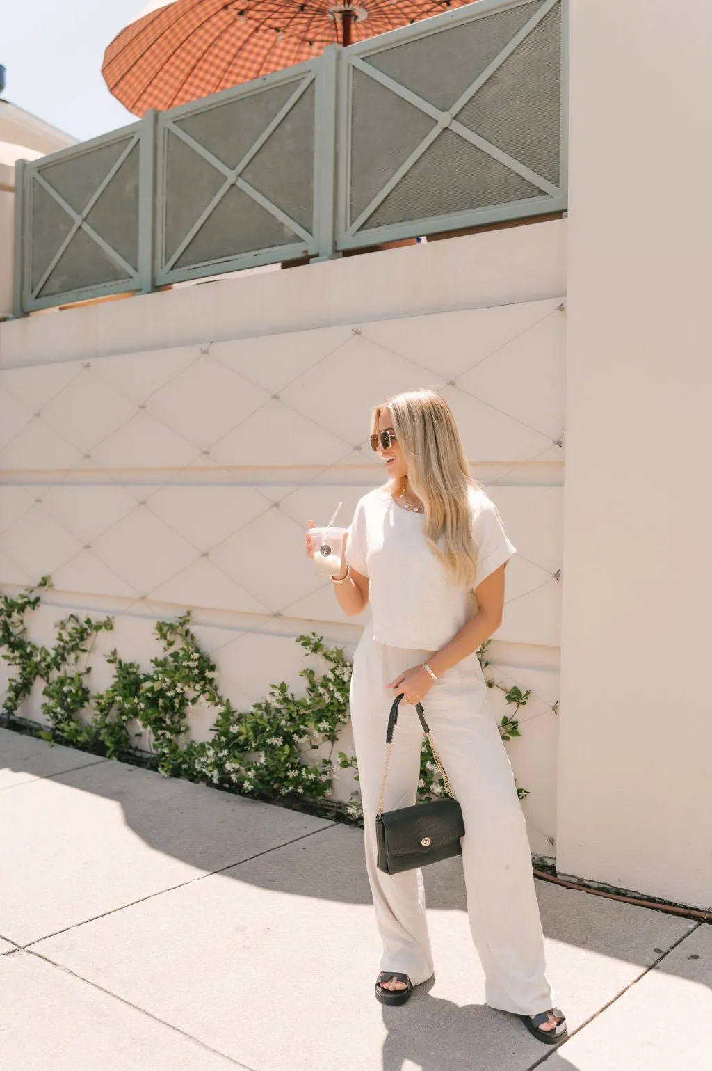 Beach Boardwalk Oatmeal Linen Top - FINAL SALE