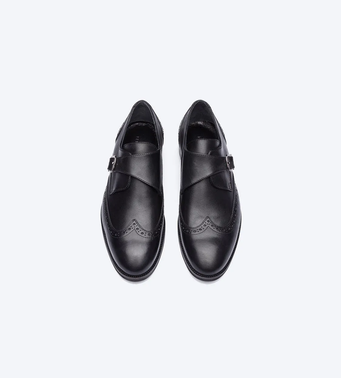 Black Monk Strap Oxford Shoes