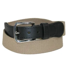 Boston Leather Men's Big & Tall Cotton Web Belt with Leather Tabs