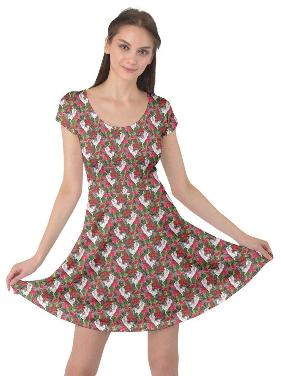 Christmas Cats Cap Sleeve Dress