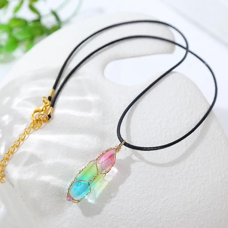 Diamond Crystal Necklace with a Transparent and Geometric Design for Women