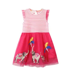 Elephant Pattern Girls Sleeveless Summer Tutu Dress