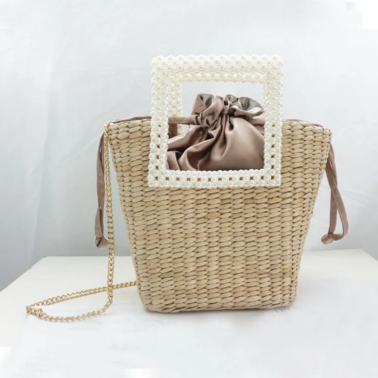 Embellished Straw Shoulder Bag – Designer Seaside Vacation Handbag