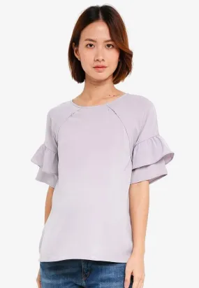 Flare Sleeves Yenny Nursing Top Grey