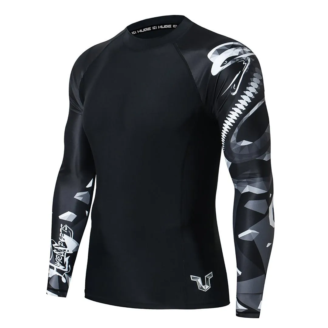 Graphic UPF50  Long Sleeve Rash Guard for Men - Cobra Style