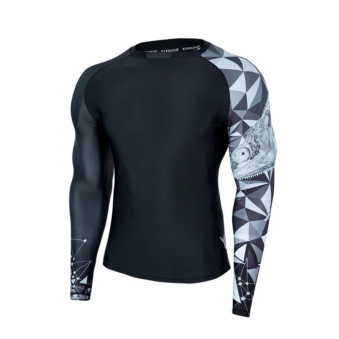 Graphic UPF50  Long Sleeve Rash Guard for Men - Lizard Style