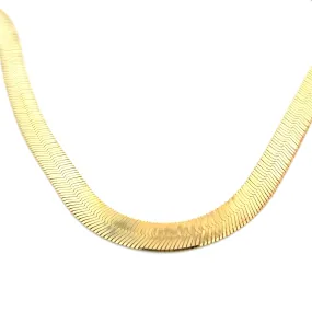 Italian Sterling Silver (10mm) Herringbone Necklace - 18K Gold Plated