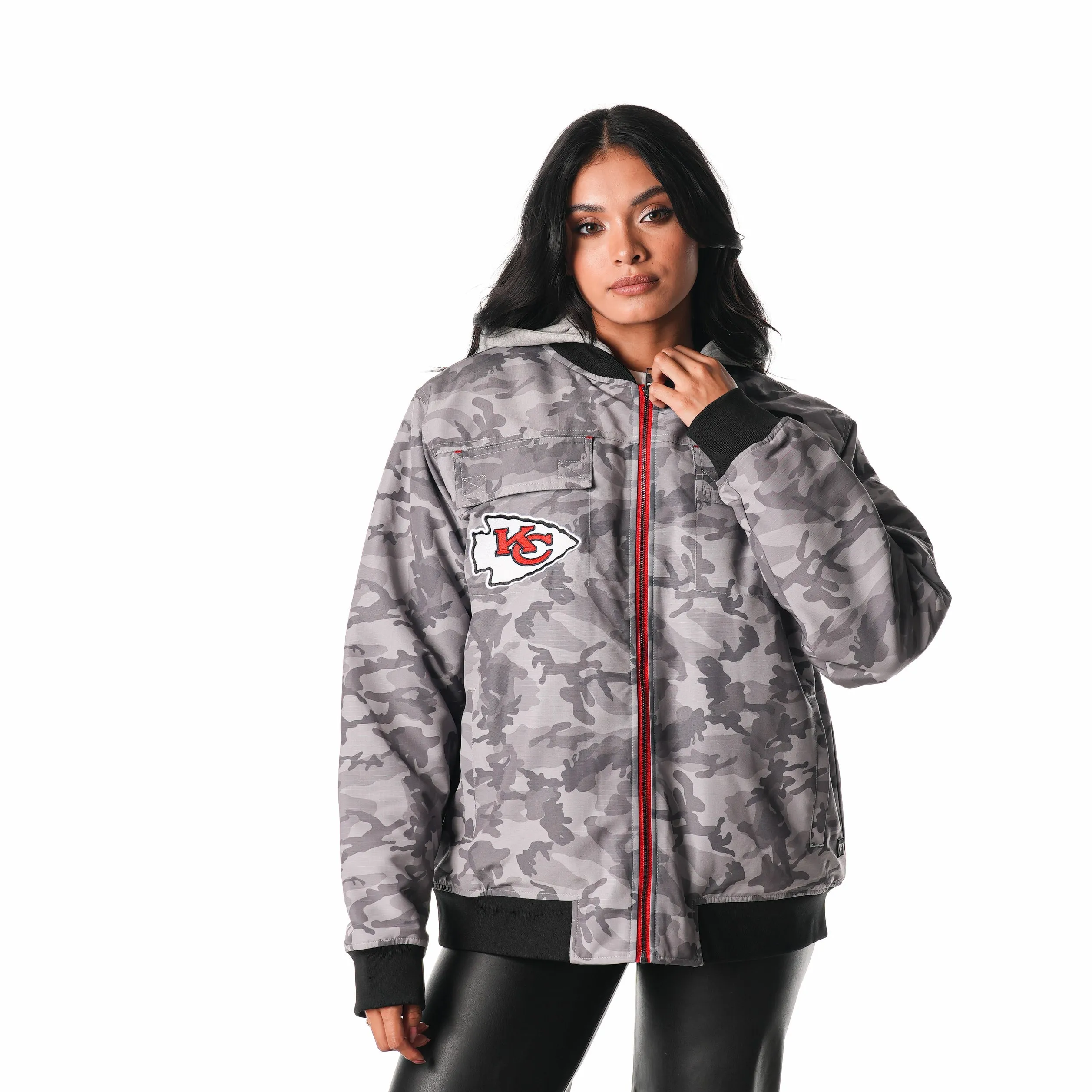 KANSAS CITY CHIEFS RIPSTOP HOODED BOMBER - CAMO