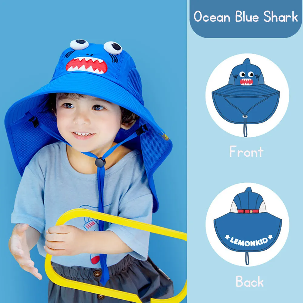 Kid's UV Protection Sun Hat with Cartoon Design and Wide Brim for Outdoor Activities