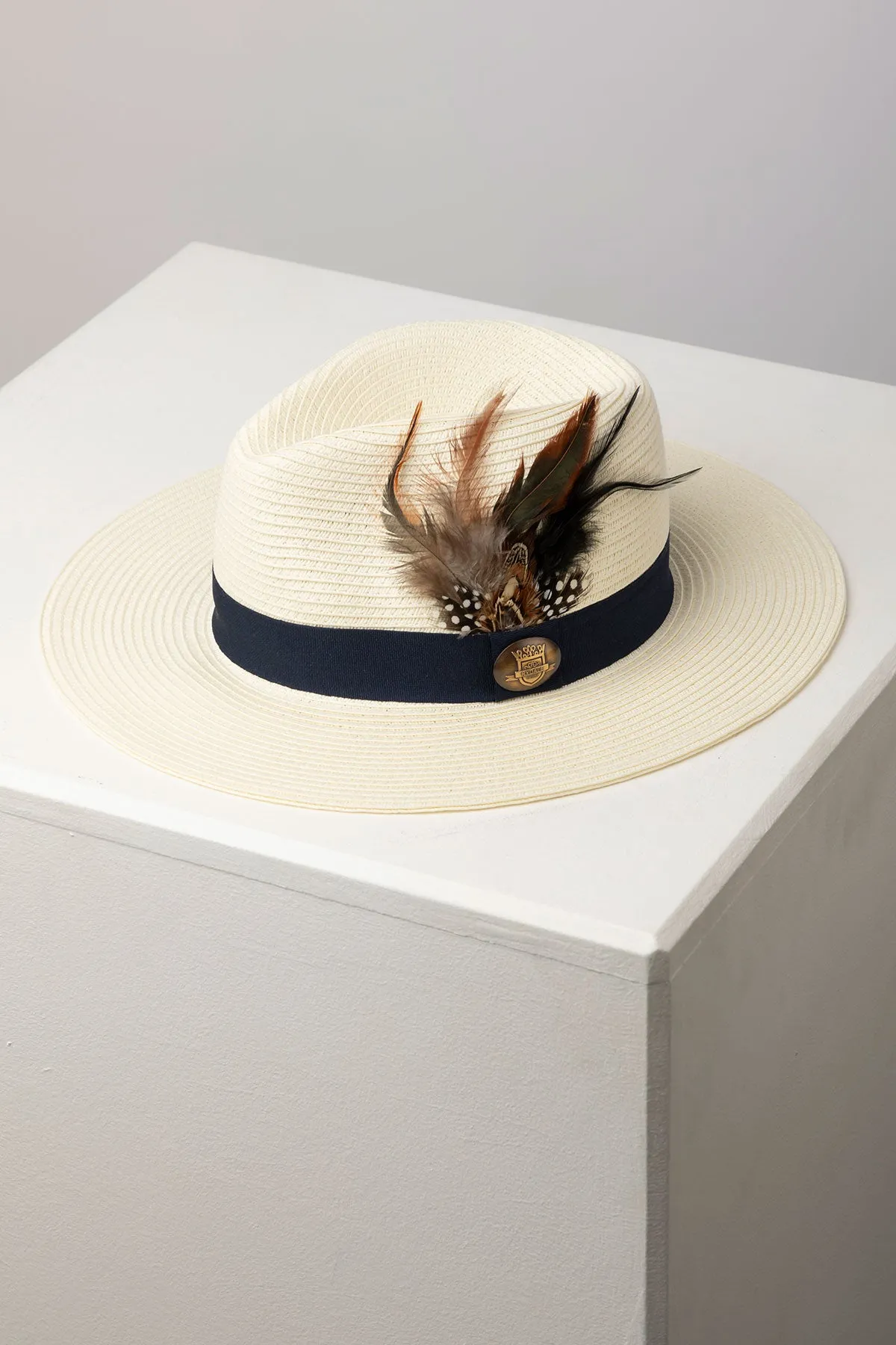 Ladies Panama Hat with Feather - Aislaby