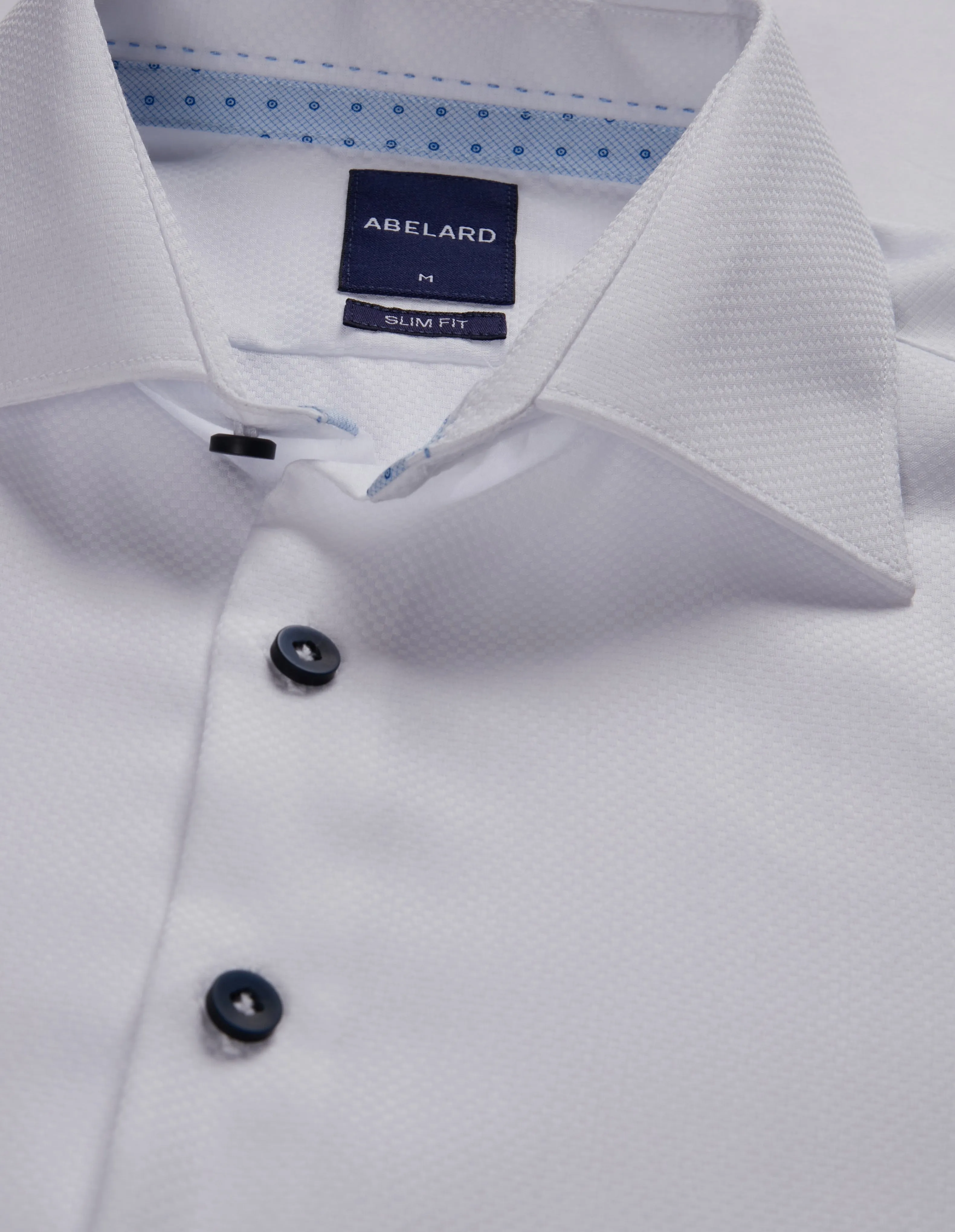 Long Sleeve Business Shirt - Micro Check Dobby - White