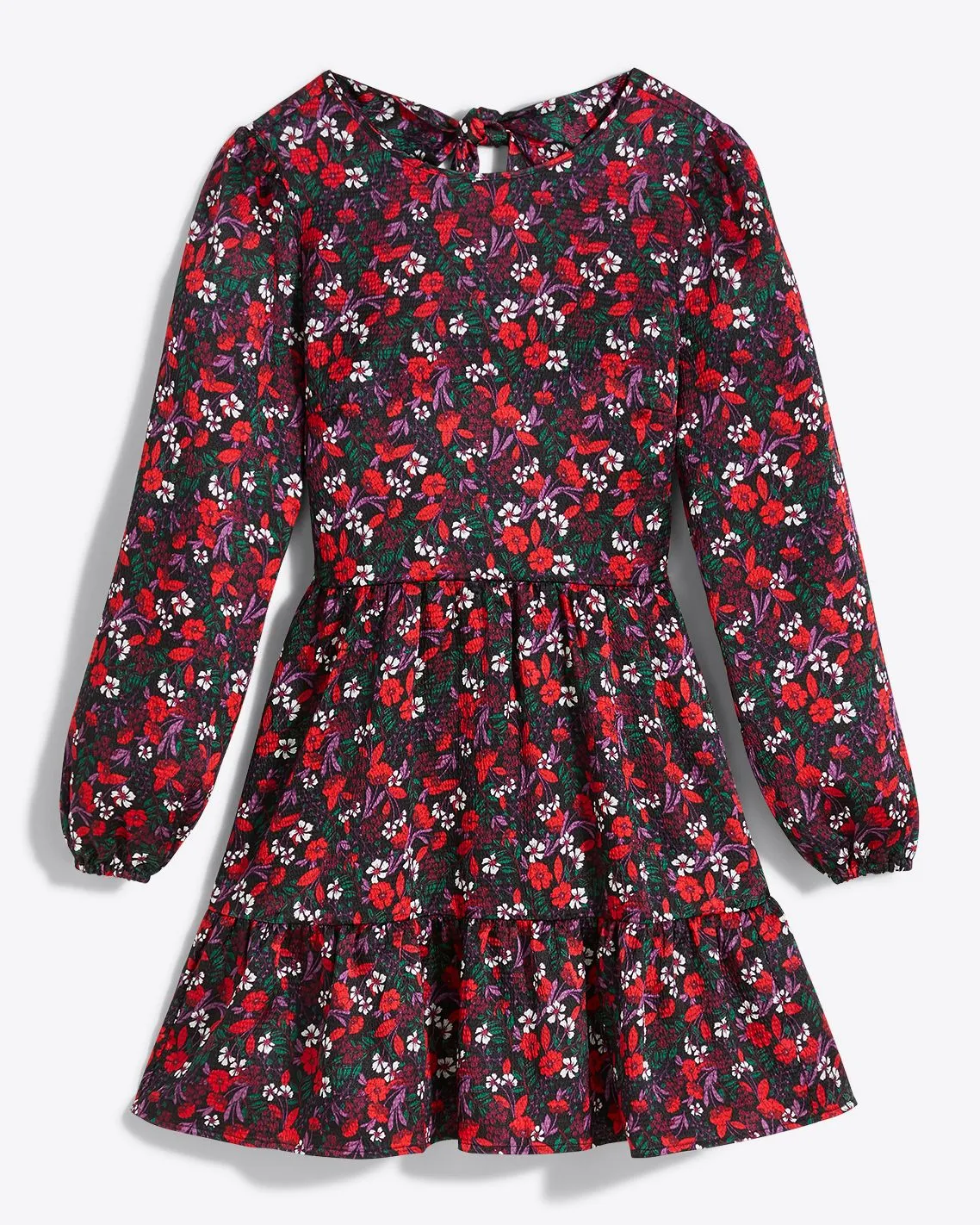 Long Sleeve Shift Dress in Scarlet Floral