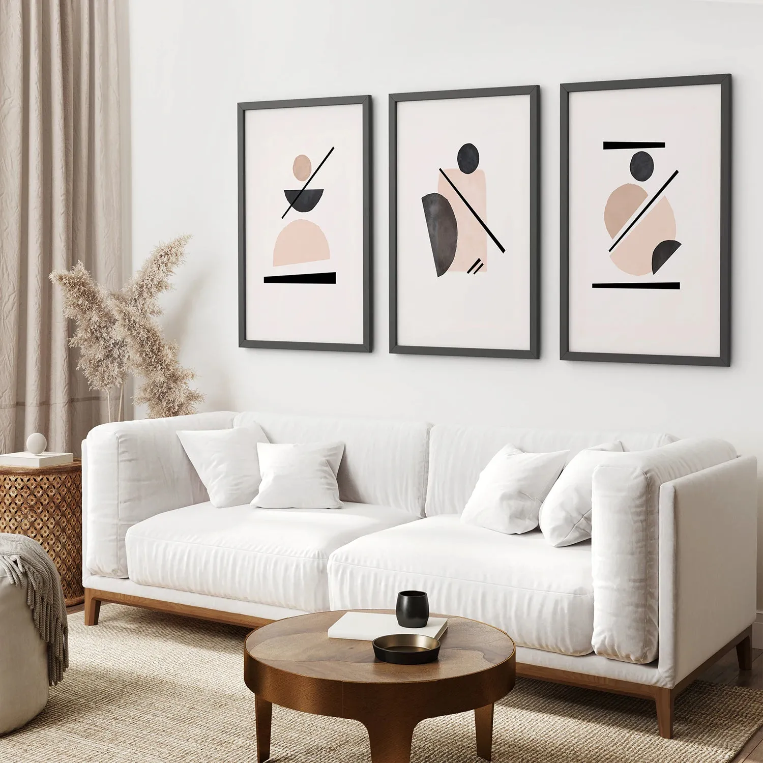 Mid-Century Modern Art Set: 3 Piece Geometric Abstract Prints