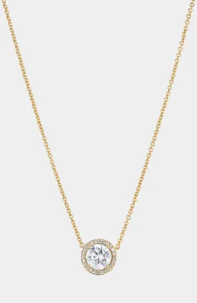 MODERN LOVE ROUND HALO CZ PENDANT NECKLACE