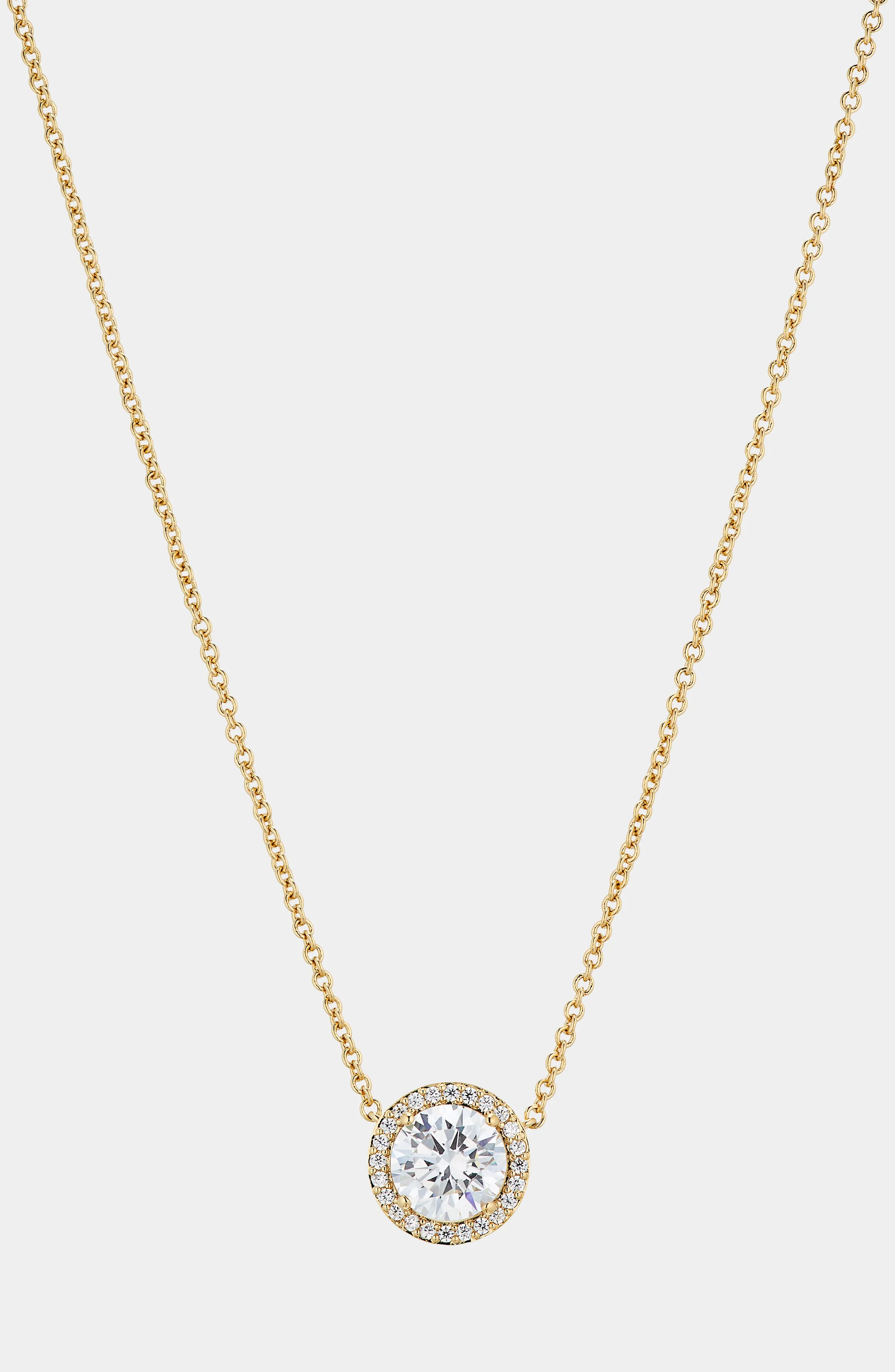 MODERN LOVE ROUND HALO CZ PENDANT NECKLACE