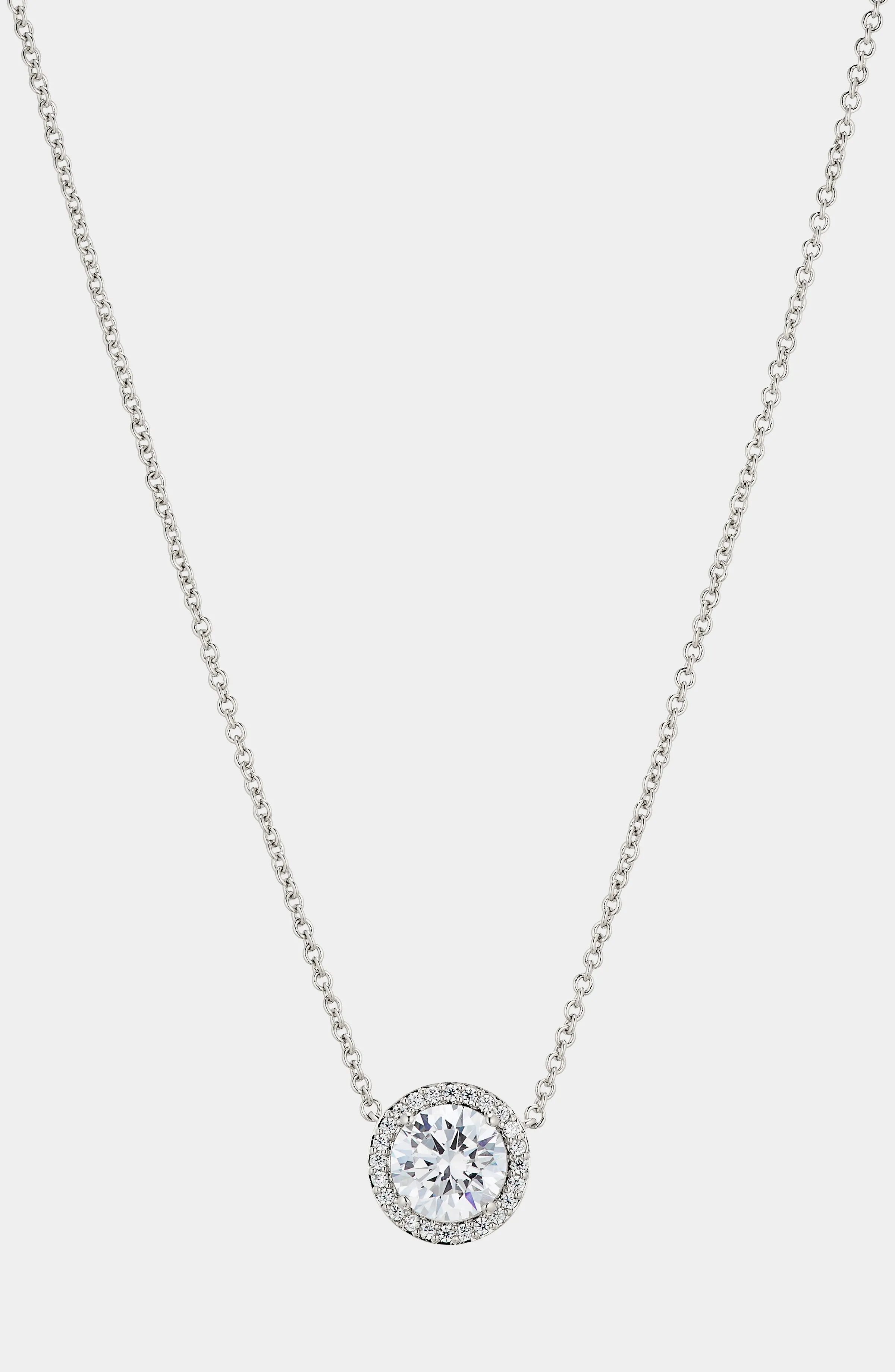 MODERN LOVE ROUND HALO CZ PENDANT NECKLACE