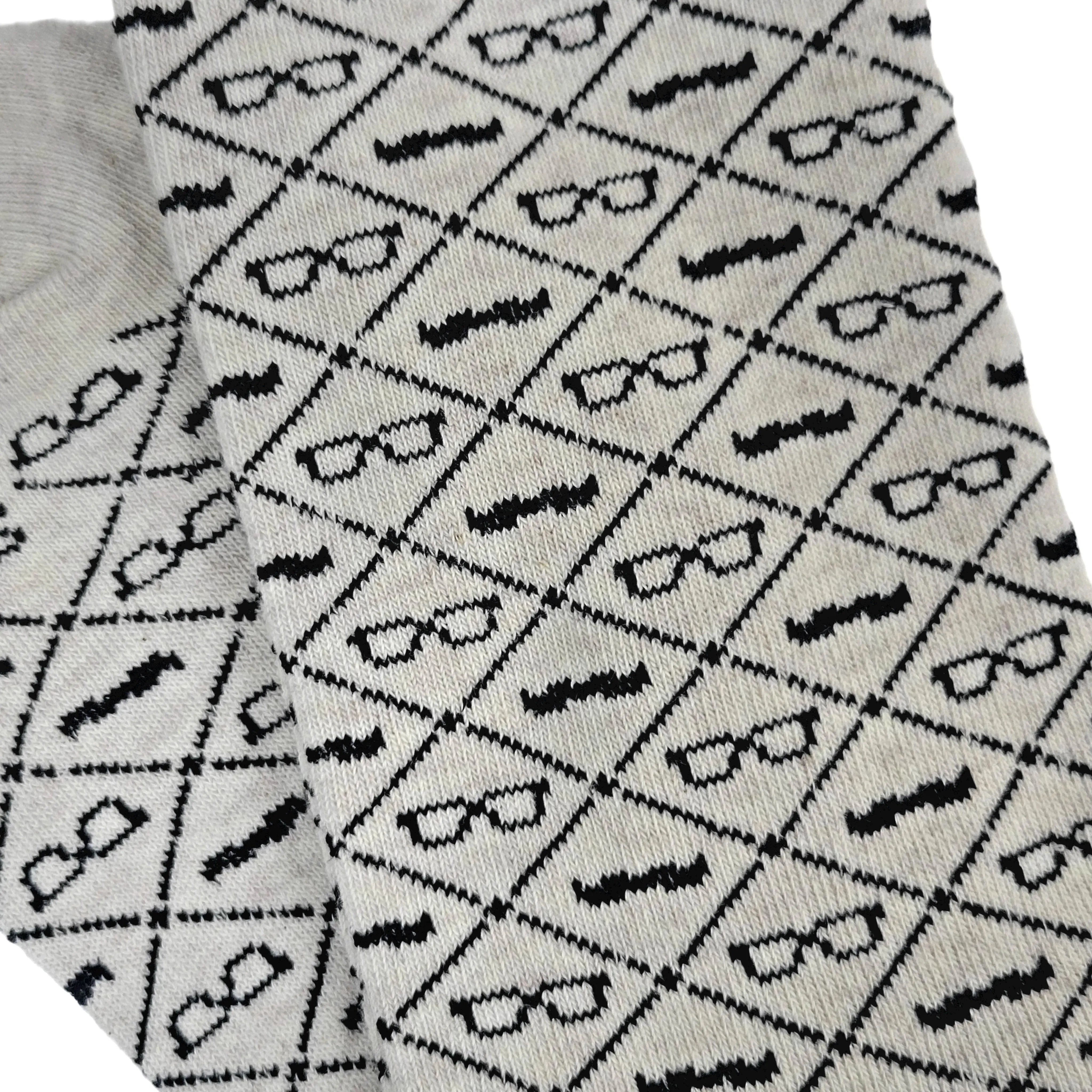 Mustaches and Glasses Argyle Pattern Socks (Adult Large - Men's Shoe Sizes 8-12)