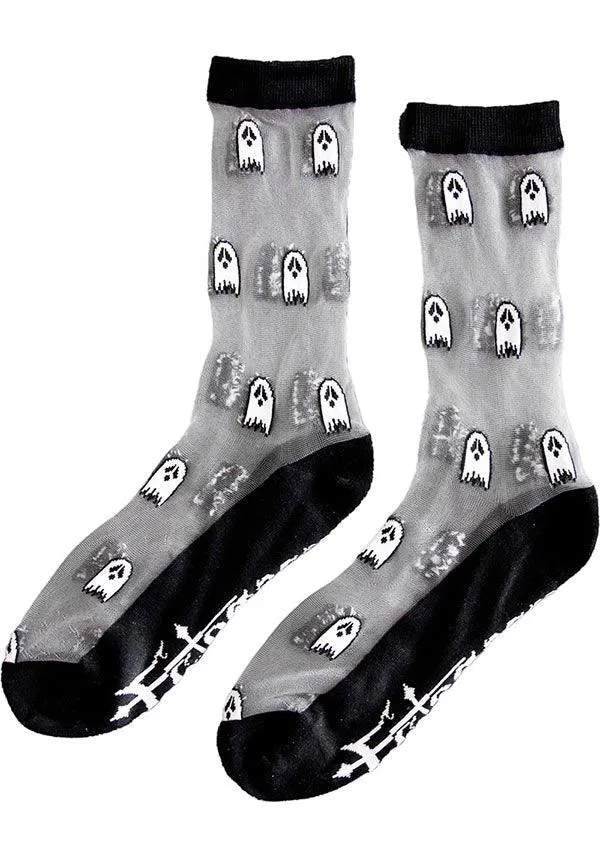 Sheer Ghost [Black/White] | CREW SOCKS