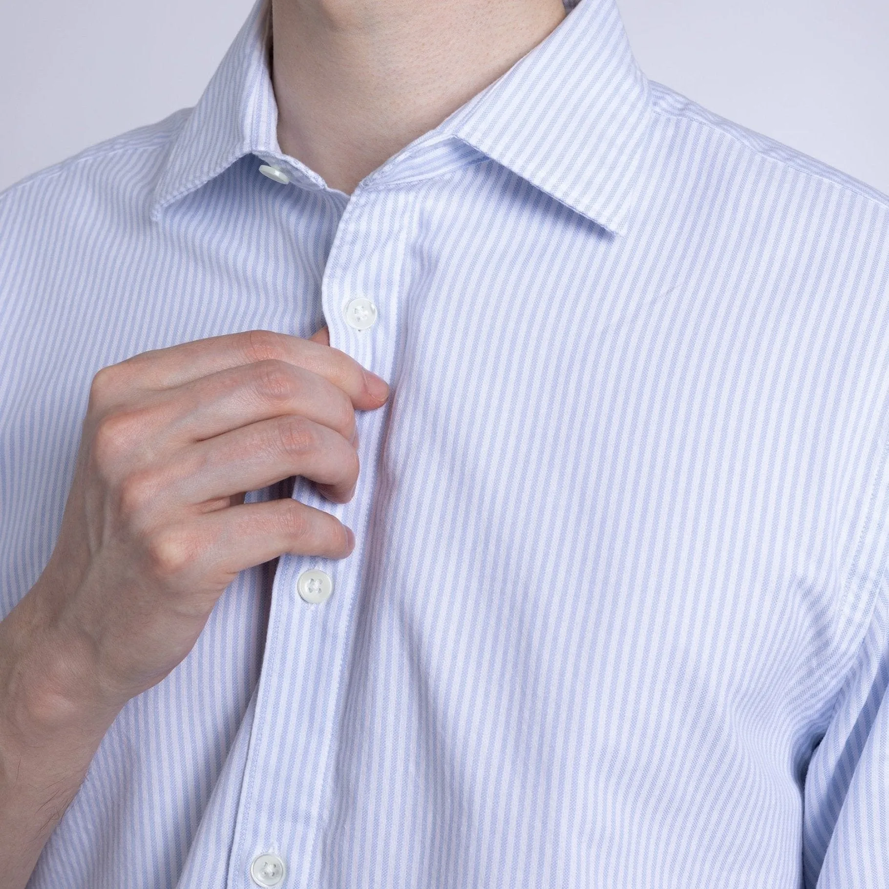 Trunk Austin Cotton Stripe Oxford Shirt: Light Blue