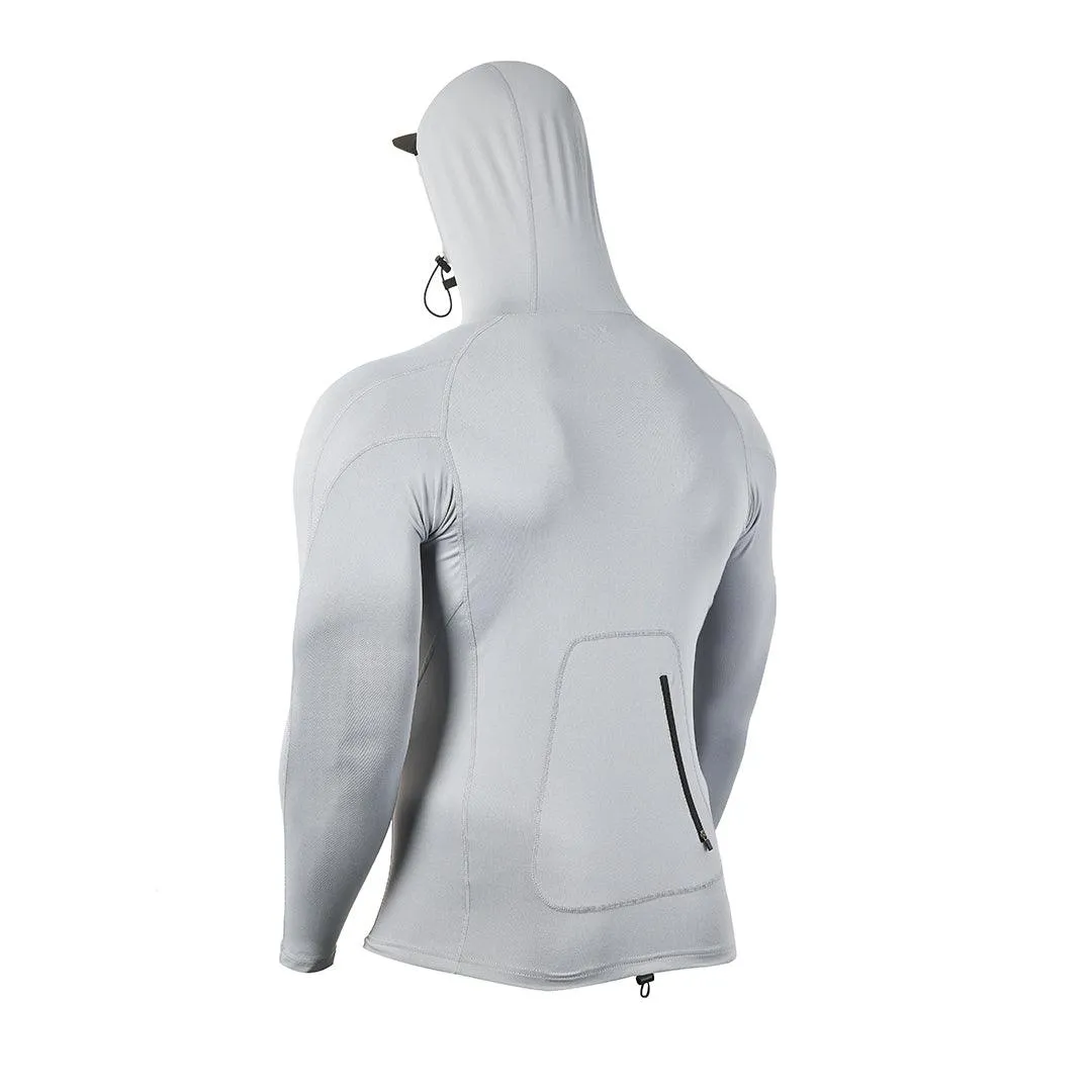 Unisex UPF50  Long Sleeve Rashguard with Hood - Gray