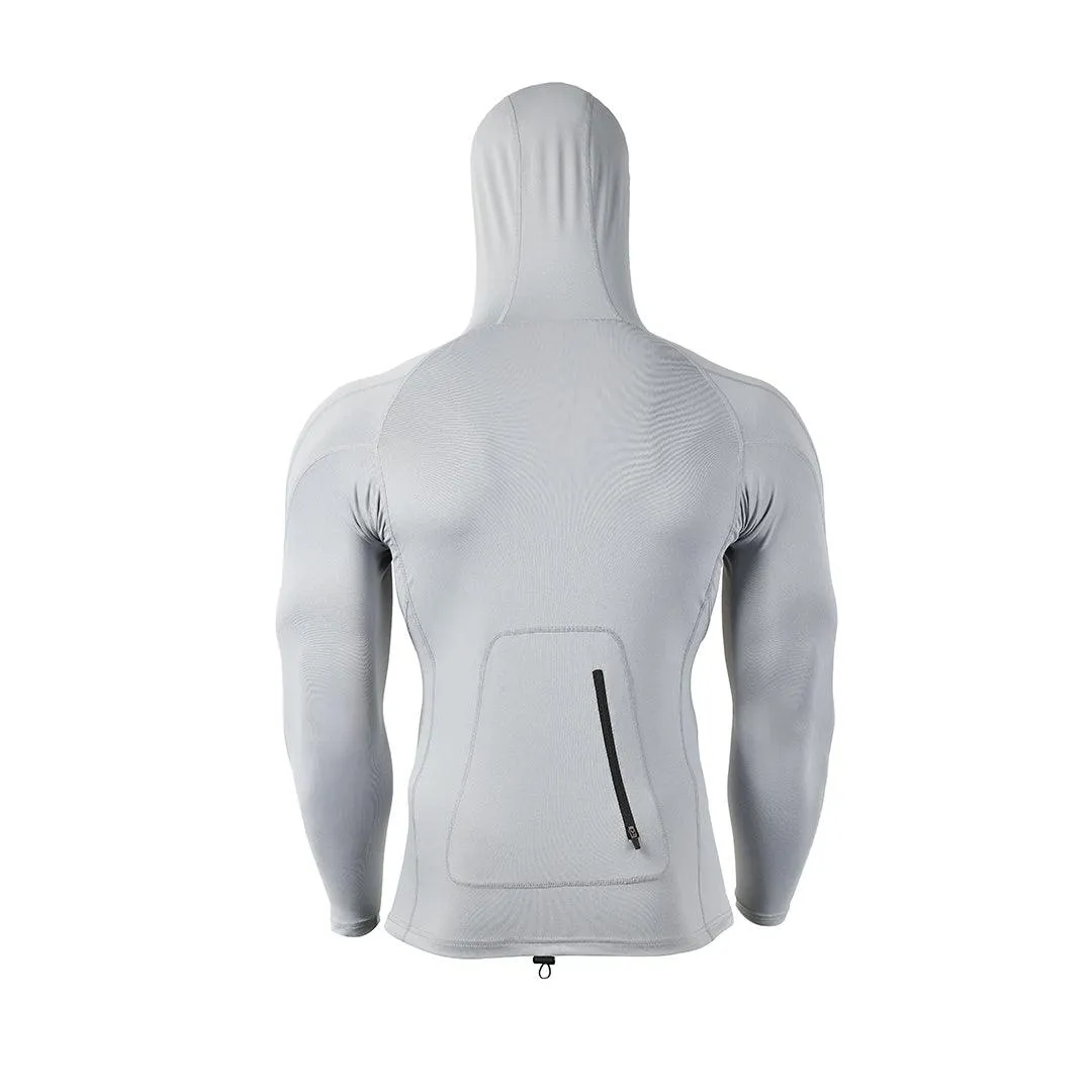 Unisex UPF50  Long Sleeve Rashguard with Hood - Gray