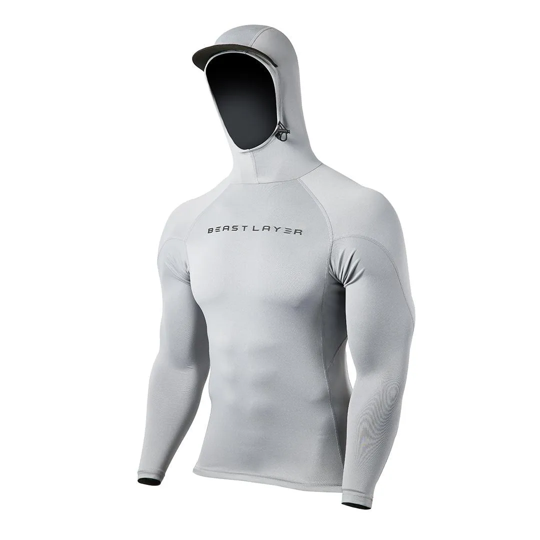 Unisex UPF50  Long Sleeve Rashguard with Hood - Gray