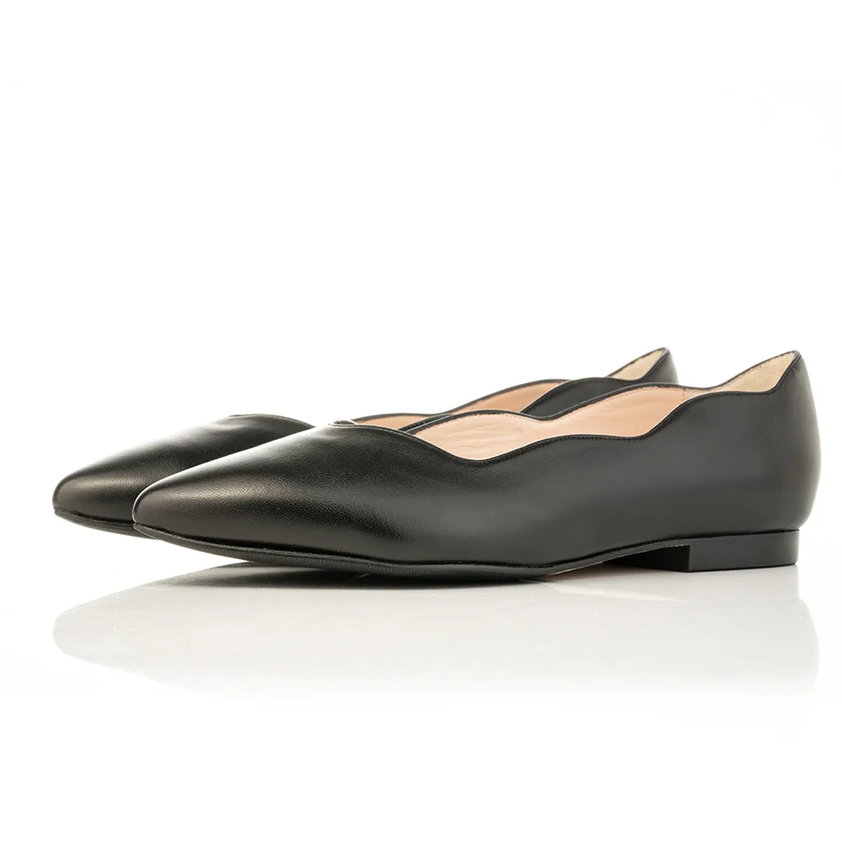 Vivienne Extra-Wide Fit Ballet Flats - Black Leather