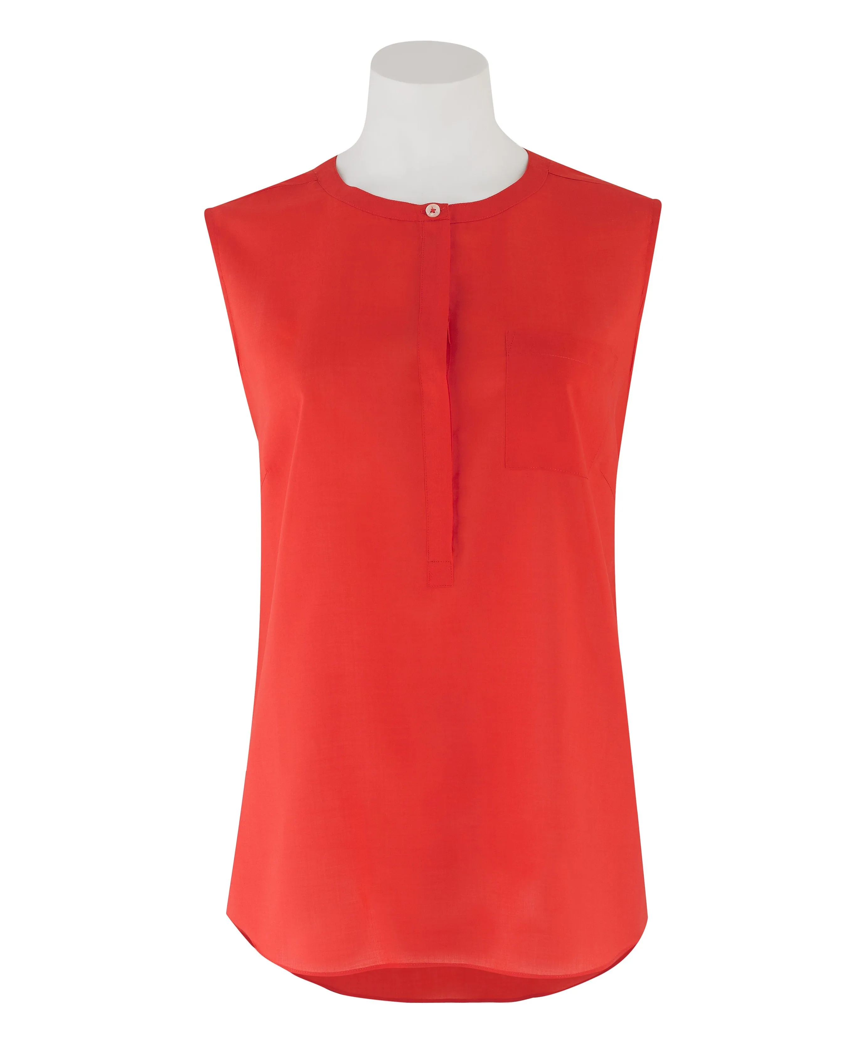 Women's Orange Tencel Semi-Fitted Sleeveless Blouse